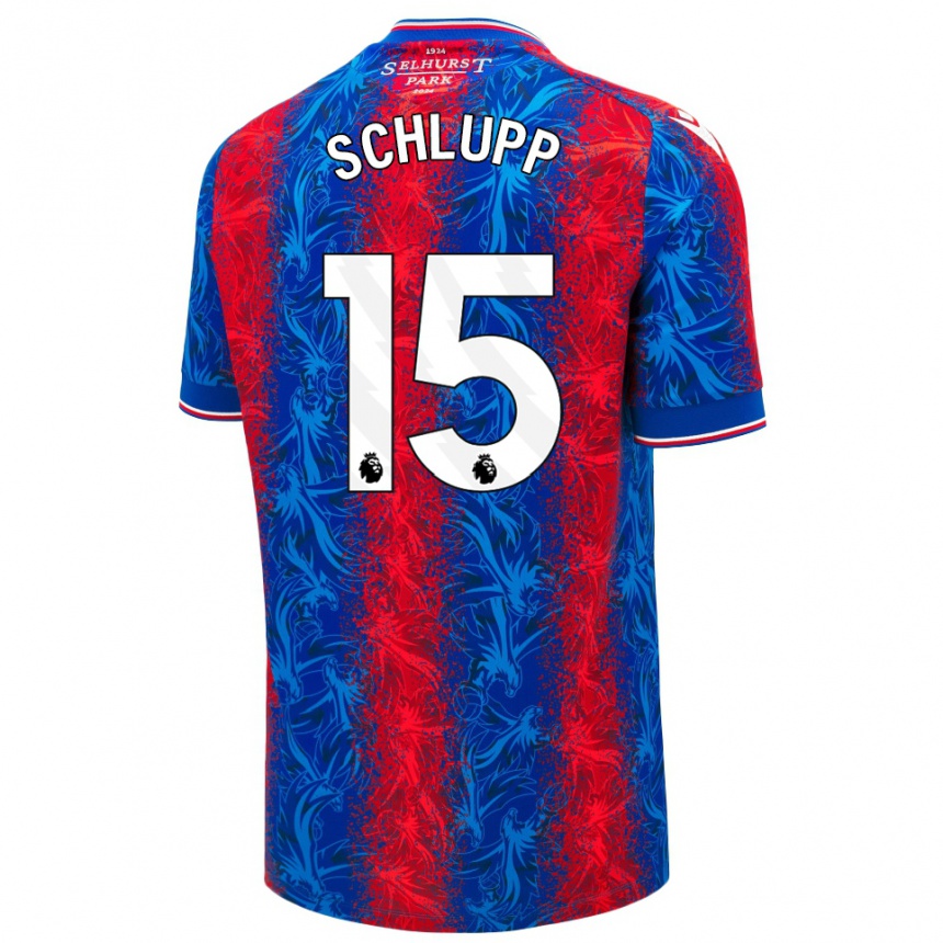 Enfant Football Maillot Jeffrey Schlupp #15 Rayures Rouges Et Bleues Tenues Domicile 2024/25