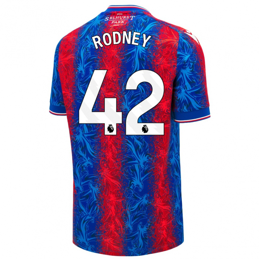 Enfant Football Maillot Kaden Rodney #42 Rayures Rouges Et Bleues Tenues Domicile 2024/25