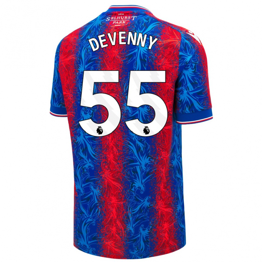 Enfant Football Maillot Justin Devenny #55 Rayures Rouges Et Bleues Tenues Domicile 2024/25