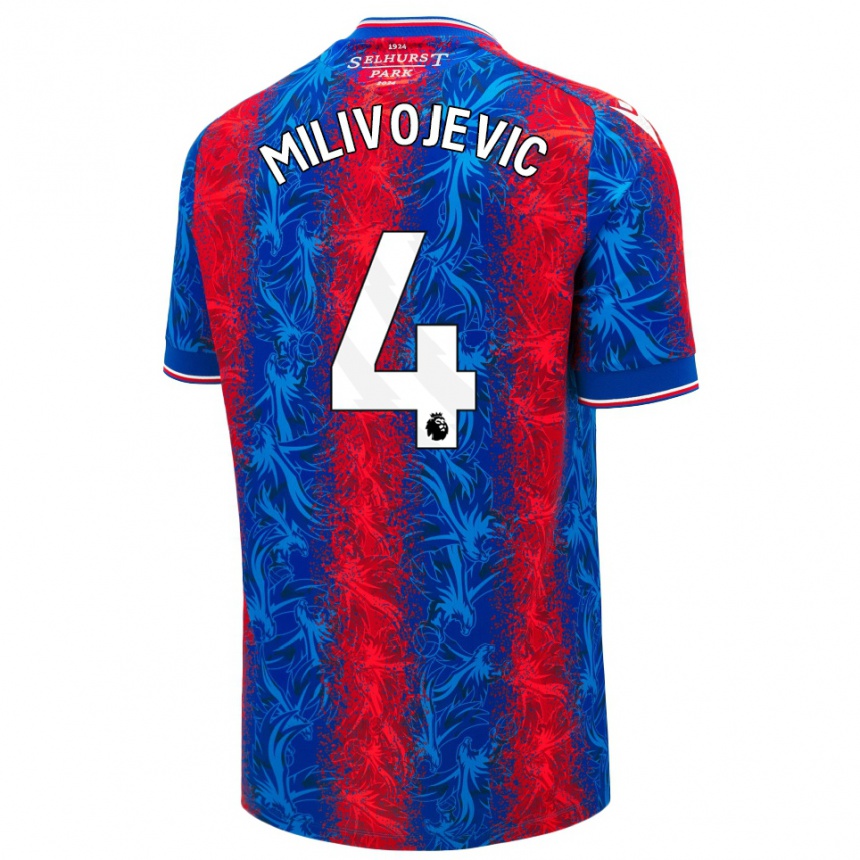 Enfant Football Maillot Luka Milivojevic #4 Rayures Rouges Et Bleues Tenues Domicile 2024/25