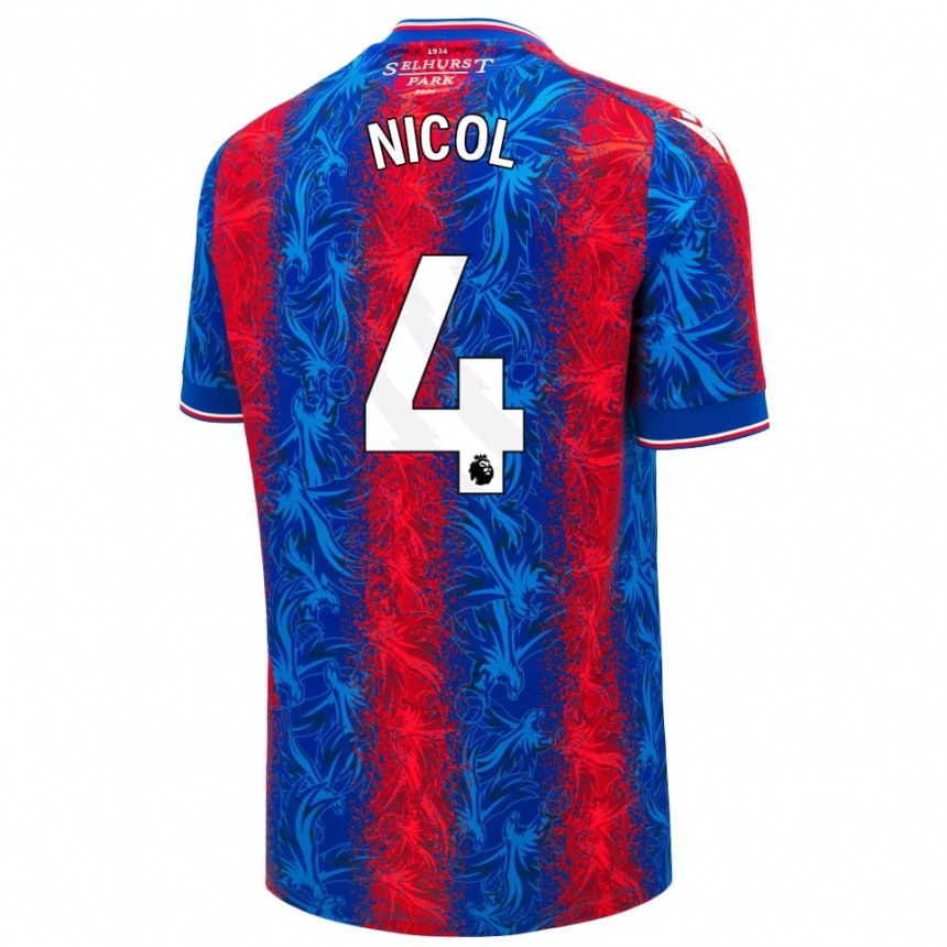 Enfant Football Maillot Leigh Nicol #4 Rayures Rouges Et Bleues Tenues Domicile 2024/25