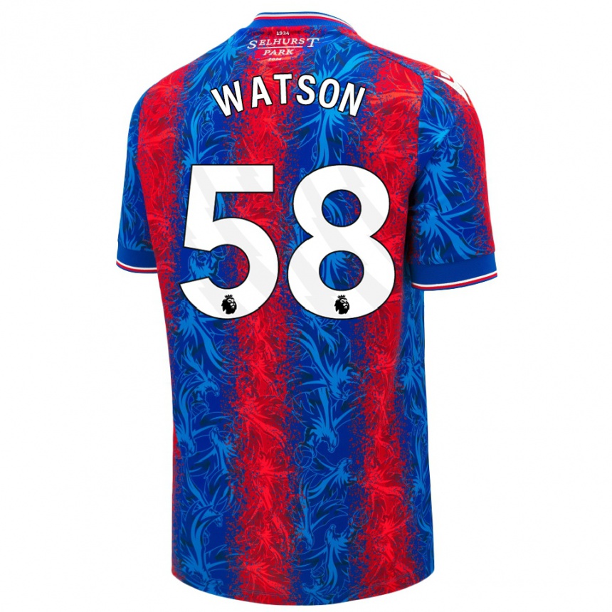 Enfant Football Maillot Noah Watson #58 Rayures Rouges Et Bleues Tenues Domicile 2024/25