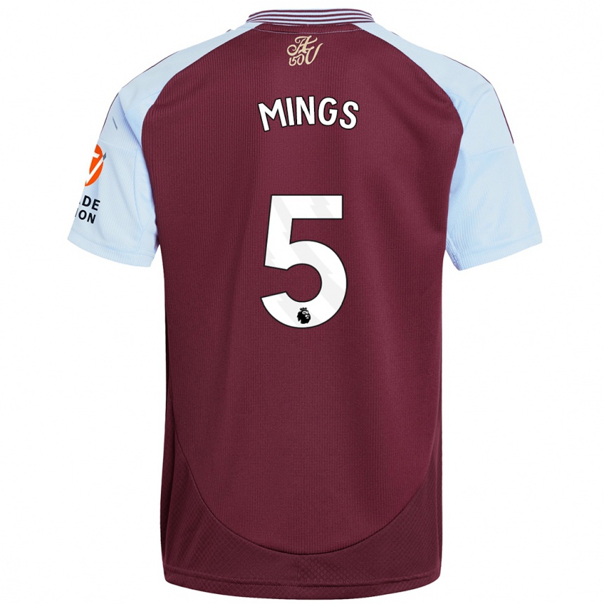 Enfant Football Maillot Tyrone Mings #5 Bordeaux Bleu Ciel Tenues Domicile 2024/25