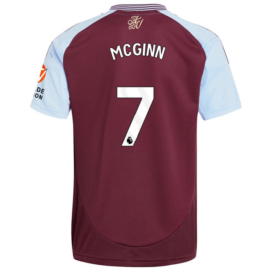 Enfant Football Maillot John Mcginn #7 Bordeaux Bleu Ciel Tenues Domicile 2024/25