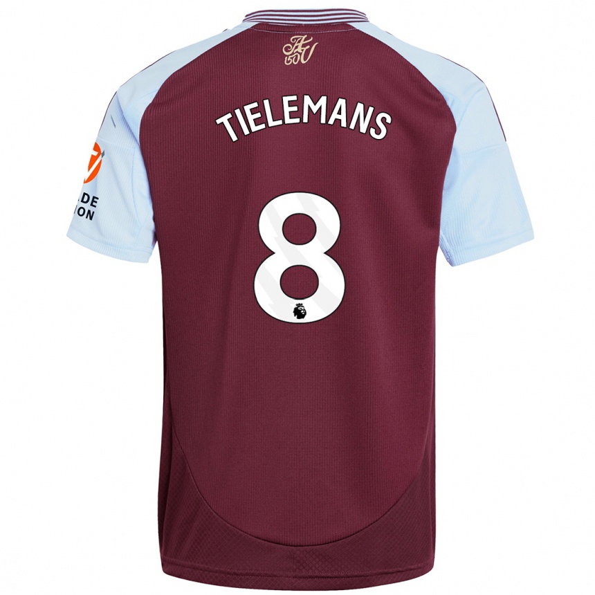 Enfant Football Maillot Youri Tielemans #8 Bordeaux Bleu Ciel Tenues Domicile 2024/25