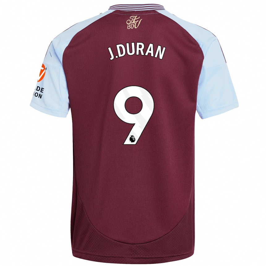 Enfant Football Maillot Jhon Durán #9 Bordeaux Bleu Ciel Tenues Domicile 2024/25