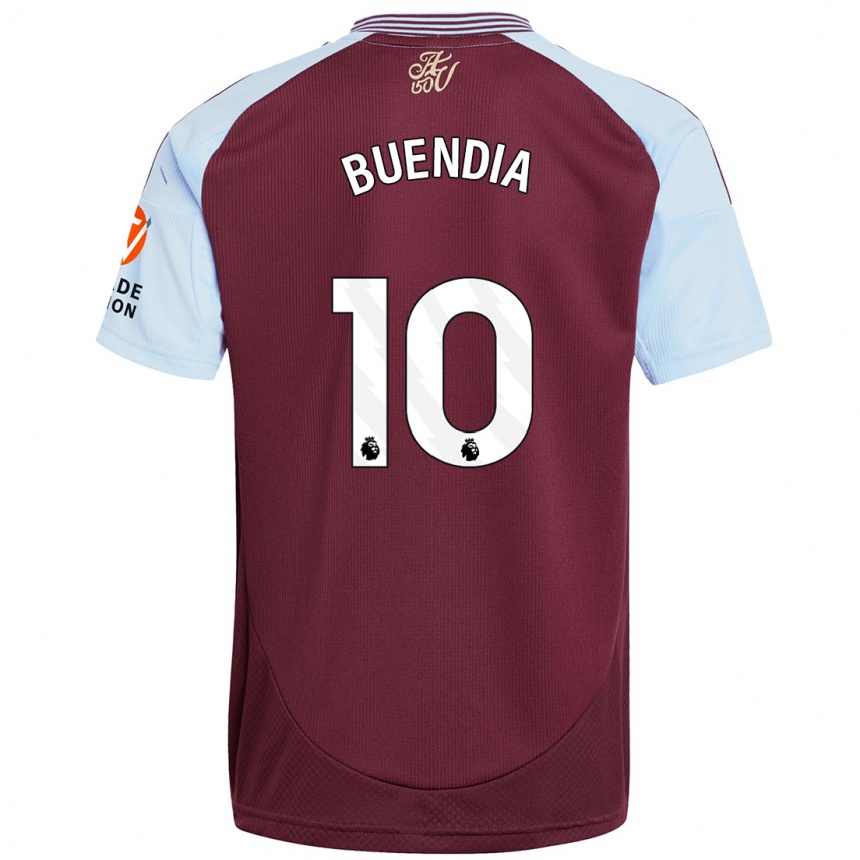 Enfant Football Maillot Emiliano Buendía #10 Bordeaux Bleu Ciel Tenues Domicile 2024/25