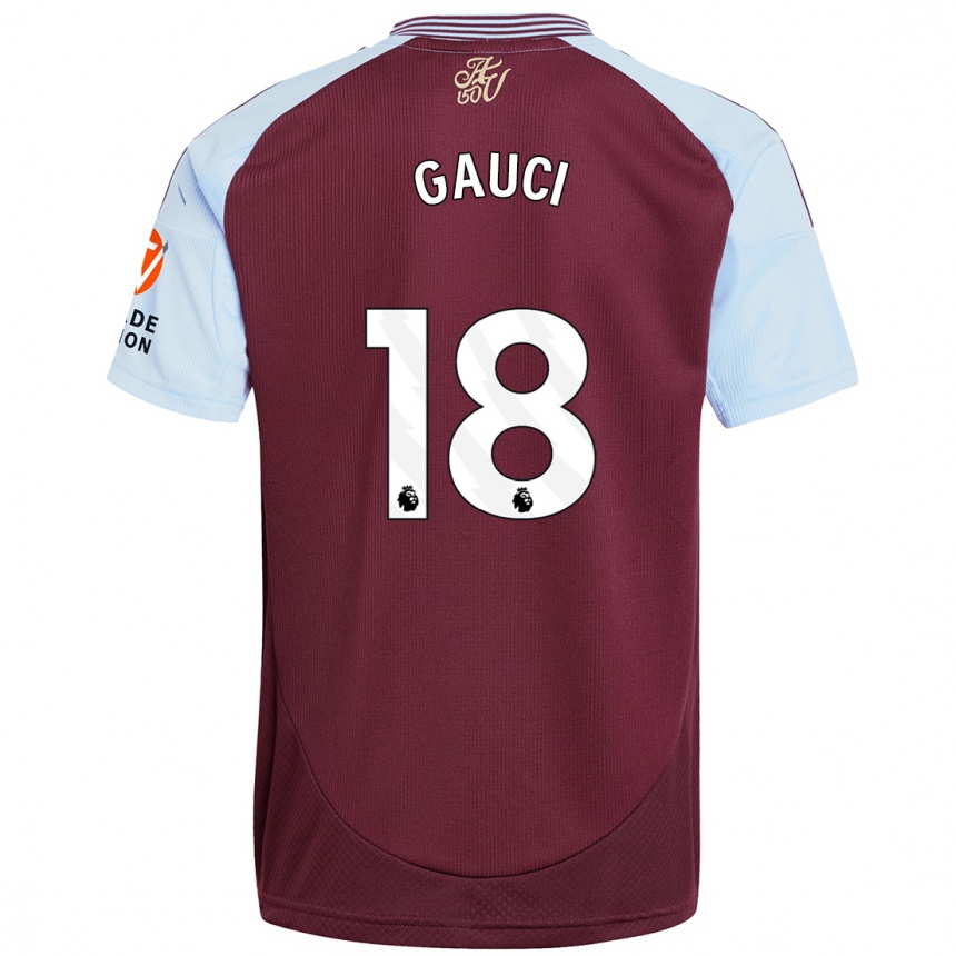 Enfant Football Maillot Joe Gauci #18 Bordeaux Bleu Ciel Tenues Domicile 2024/25