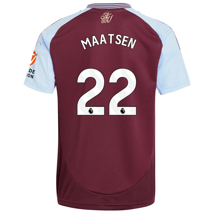 Enfant Football Maillot Ian Maatsen #22 Bordeaux Bleu Ciel Tenues Domicile 2024/25