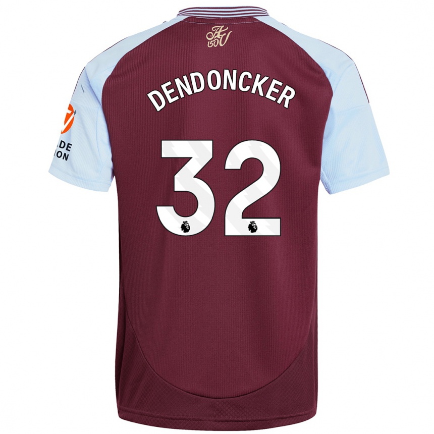 Enfant Football Maillot Leander Dendoncker #32 Bordeaux Bleu Ciel Tenues Domicile 2024/25