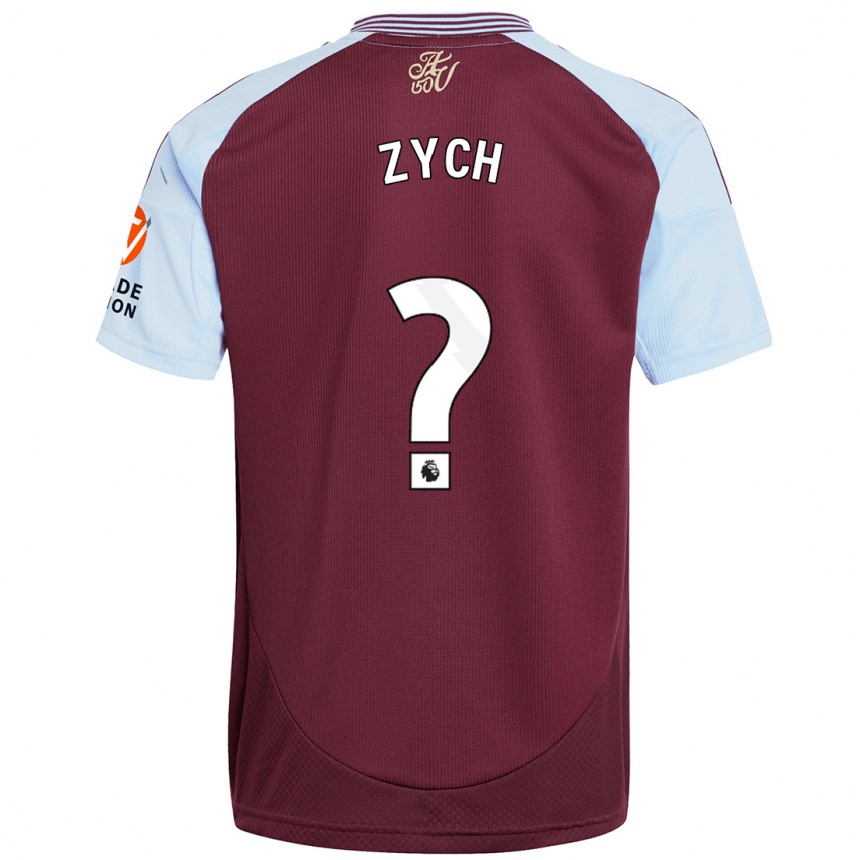 Enfant Football Maillot Oliwier Zych #0 Bordeaux Bleu Ciel Tenues Domicile 2024/25