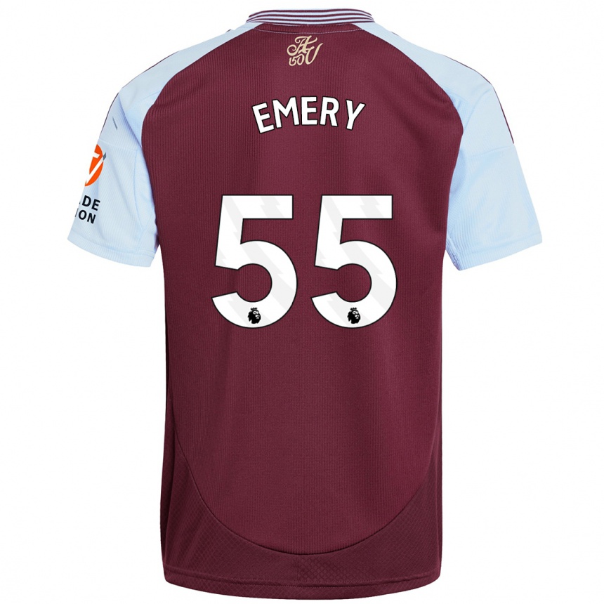 Enfant Football Maillot Lander Emery #55 Bordeaux Bleu Ciel Tenues Domicile 2024/25