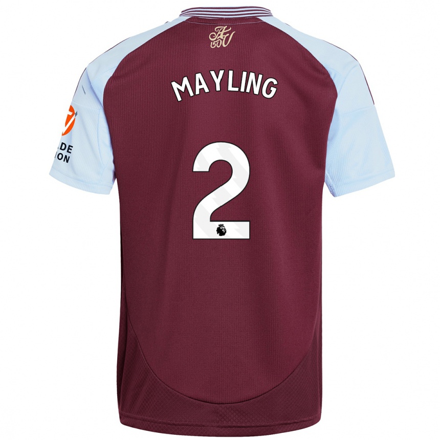 Enfant Football Maillot Sarah Mayling #2 Bordeaux Bleu Ciel Tenues Domicile 2024/25