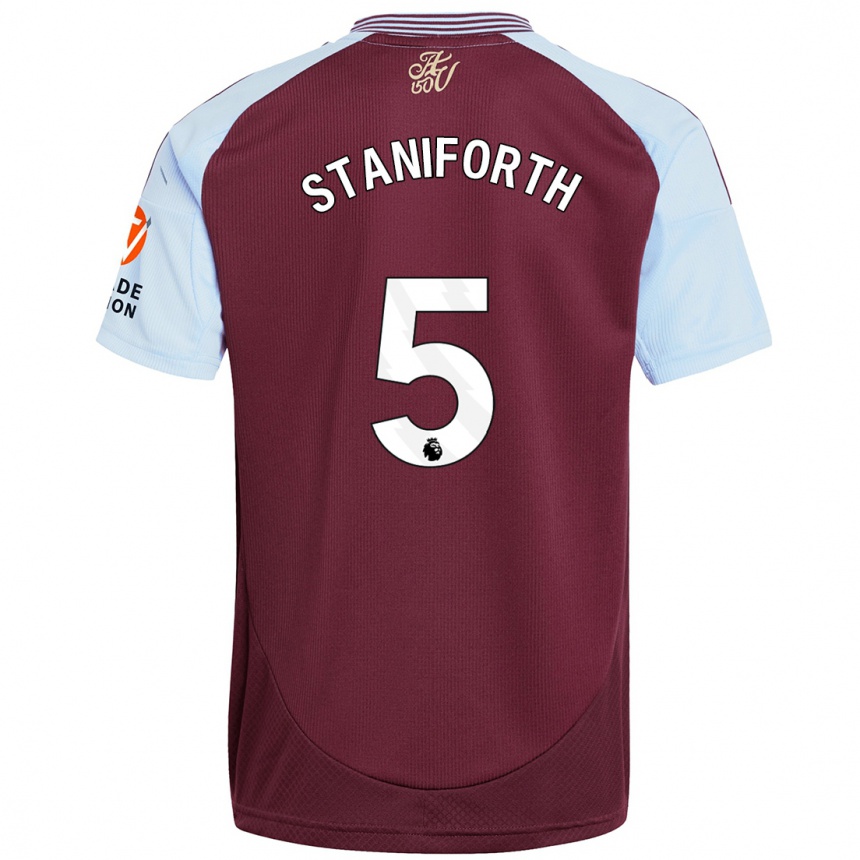 Enfant Football Maillot Lucy Staniforth #5 Bordeaux Bleu Ciel Tenues Domicile 2024/25