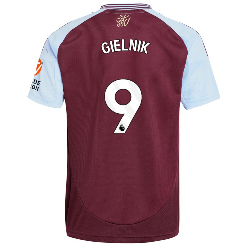 Enfant Football Maillot Emily Gielnik #9 Bordeaux Bleu Ciel Tenues Domicile 2024/25