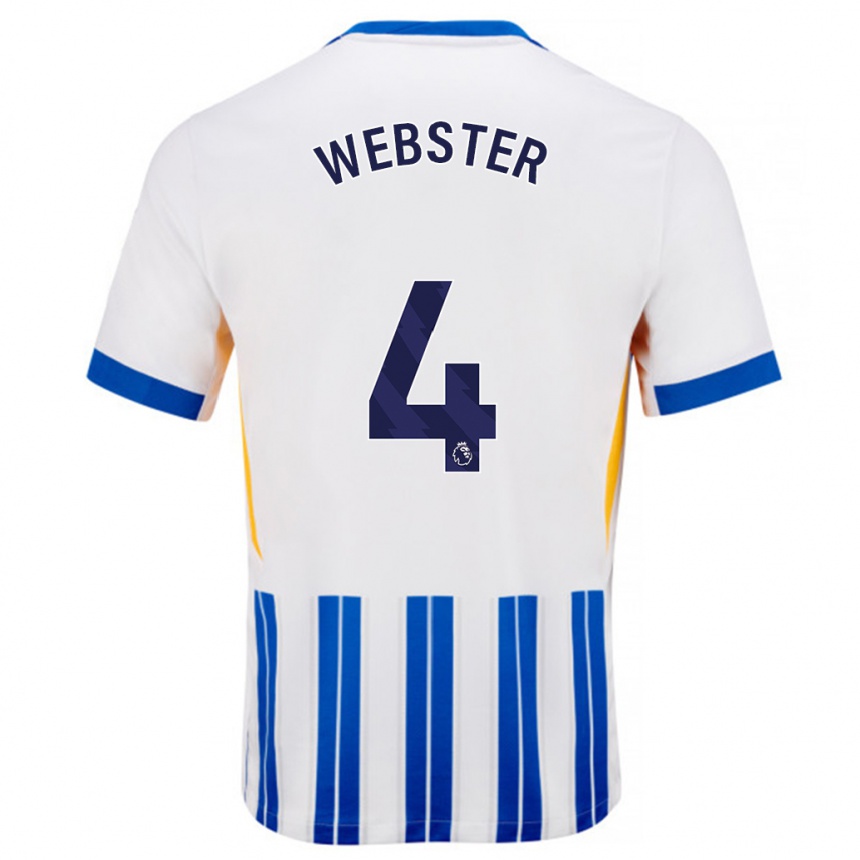 Enfant Football Maillot Adam Webster #4 Blanc Bleu À Rayures Fines Tenues Domicile 2024/25