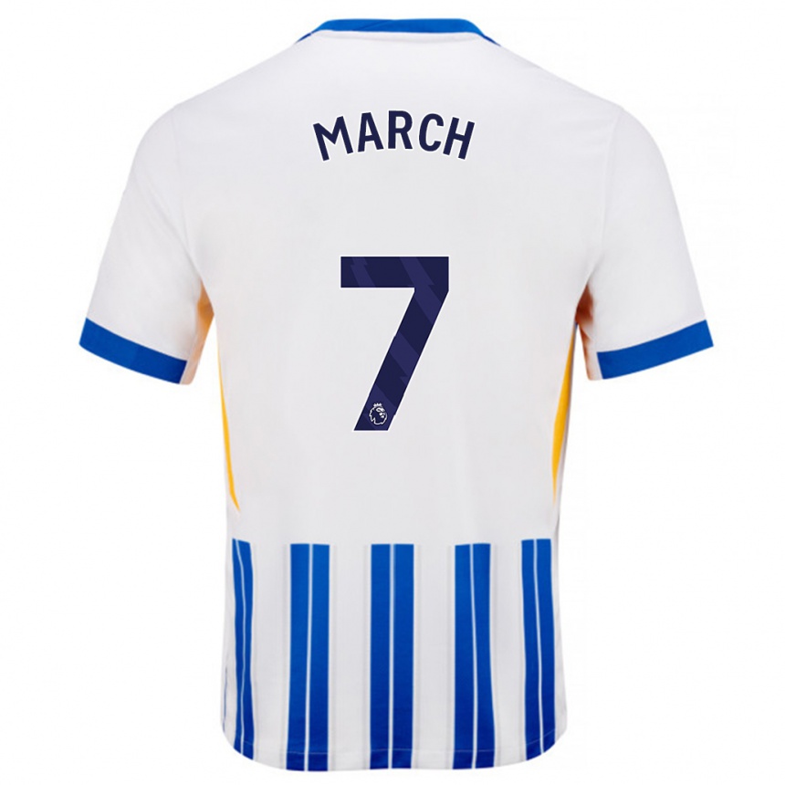 Enfant Football Maillot Solly March #7 Blanc Bleu À Rayures Fines Tenues Domicile 2024/25