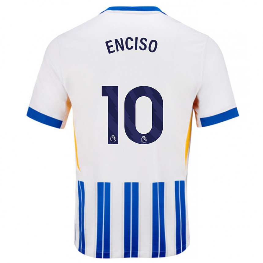 Enfant Football Maillot Julio Enciso #10 Blanc Bleu À Rayures Fines Tenues Domicile 2024/25