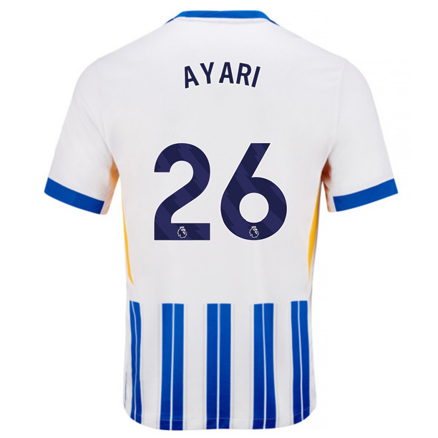 Enfant Football Maillot Yasin Ayari #26 Blanc Bleu À Rayures Fines Tenues Domicile 2024/25