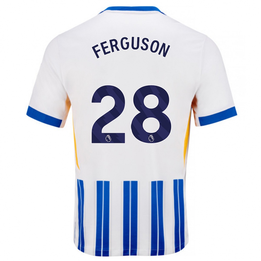 Enfant Football Maillot Evan Ferguson #28 Blanc Bleu À Rayures Fines Tenues Domicile 2024/25