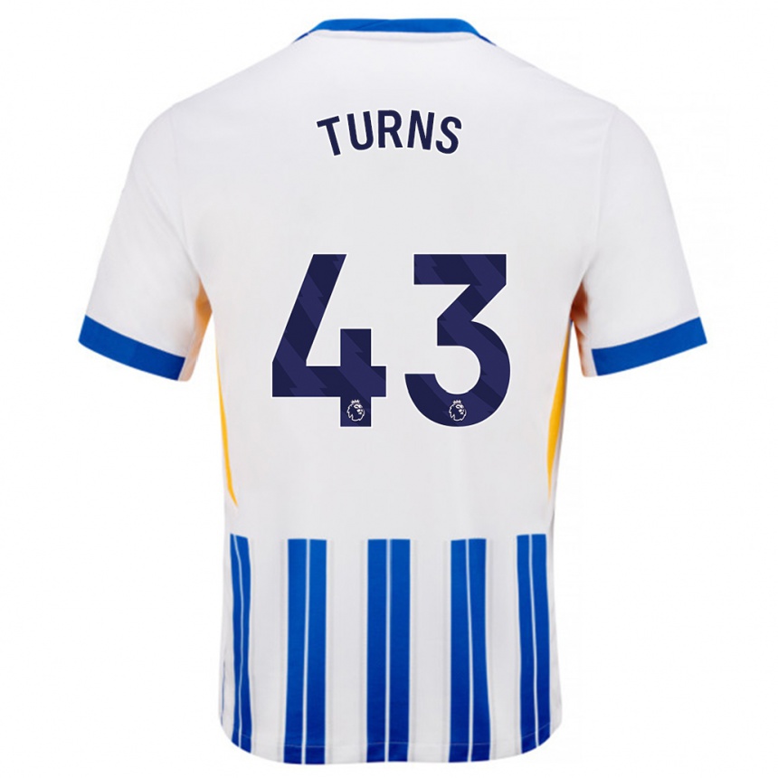 Enfant Football Maillot Ed Turns #43 Blanc Bleu À Rayures Fines Tenues Domicile 2024/25