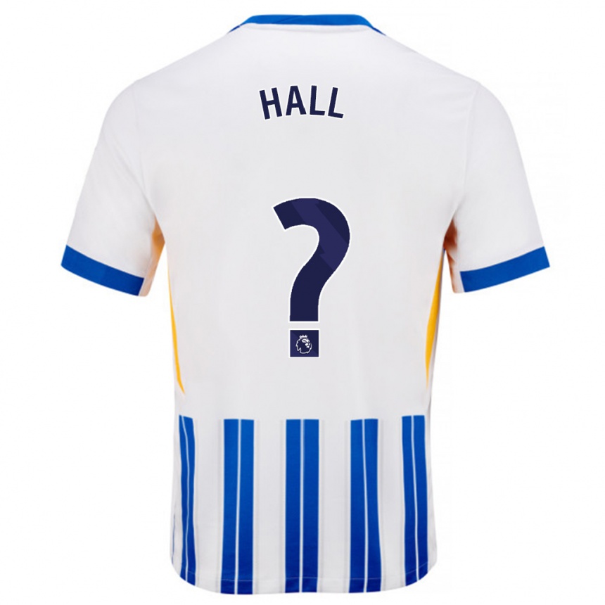 Enfant Football Maillot Steven Hall #0 Blanc Bleu À Rayures Fines Tenues Domicile 2024/25