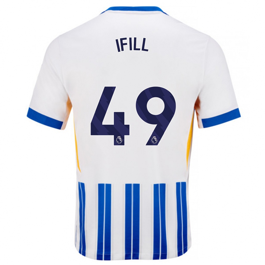 Enfant Football Maillot Marcus Ifill #49 Blanc Bleu À Rayures Fines Tenues Domicile 2024/25