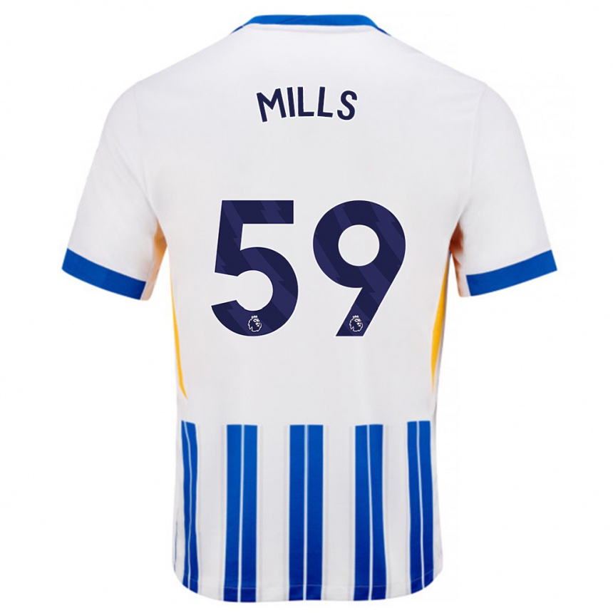 Enfant Football Maillot Harry Mills #59 Blanc Bleu À Rayures Fines Tenues Domicile 2024/25