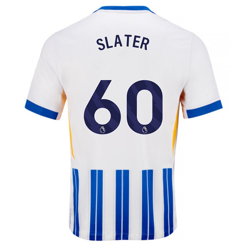 Enfant Football Maillot Jacob Slater #60 Blanc Bleu À Rayures Fines Tenues Domicile 2024/25