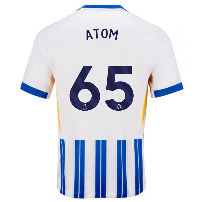 Enfant Football Maillot Noel Atom #65 Blanc Bleu À Rayures Fines Tenues Domicile 2024/25