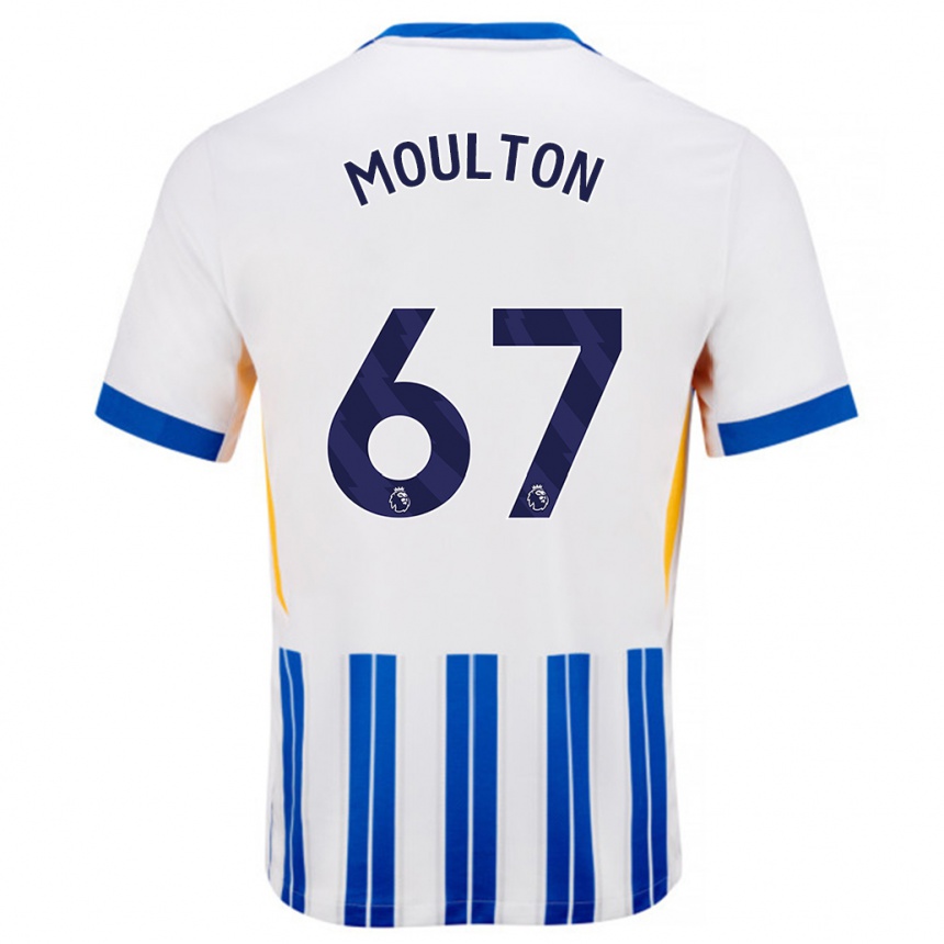 Enfant Football Maillot Remeiro Moulton #67 Blanc Bleu À Rayures Fines Tenues Domicile 2024/25