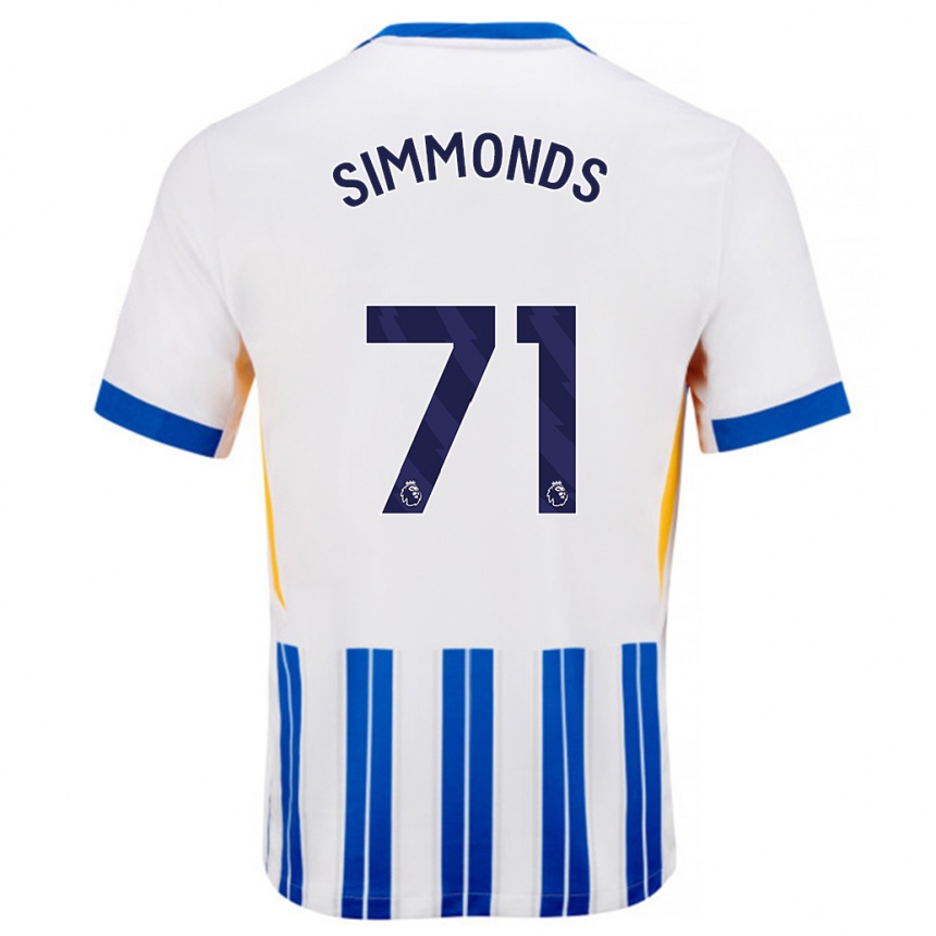 Enfant Football Maillot Freddie Simmonds #71 Blanc Bleu À Rayures Fines Tenues Domicile 2024/25