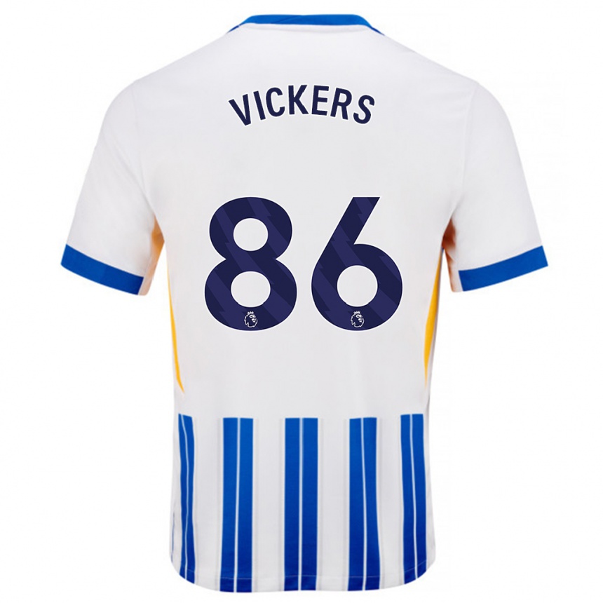 Enfant Football Maillot Jacob Vickers #86 Blanc Bleu À Rayures Fines Tenues Domicile 2024/25