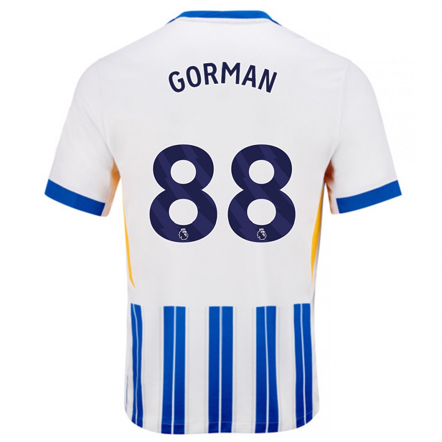 Enfant Football Maillot Ronnie Gorman #88 Blanc Bleu À Rayures Fines Tenues Domicile 2024/25