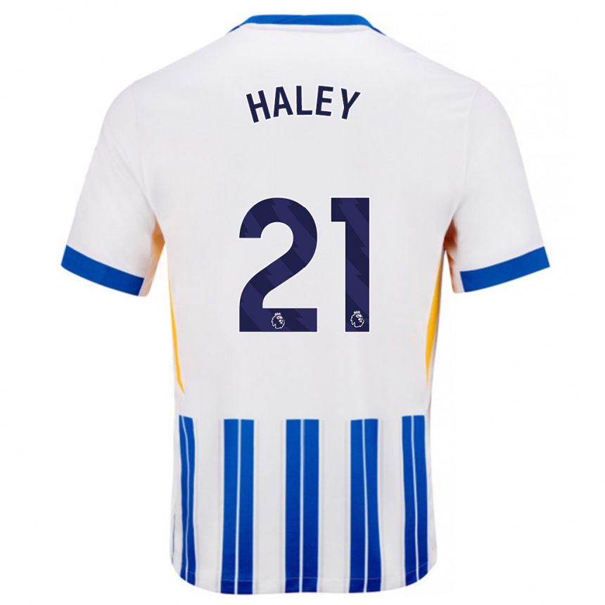 Enfant Football Maillot Madison Haley #21 Blanc Bleu À Rayures Fines Tenues Domicile 2024/25