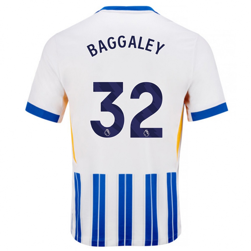 Enfant Football Maillot Sophie Baggaley #32 Blanc Bleu À Rayures Fines Tenues Domicile 2024/25