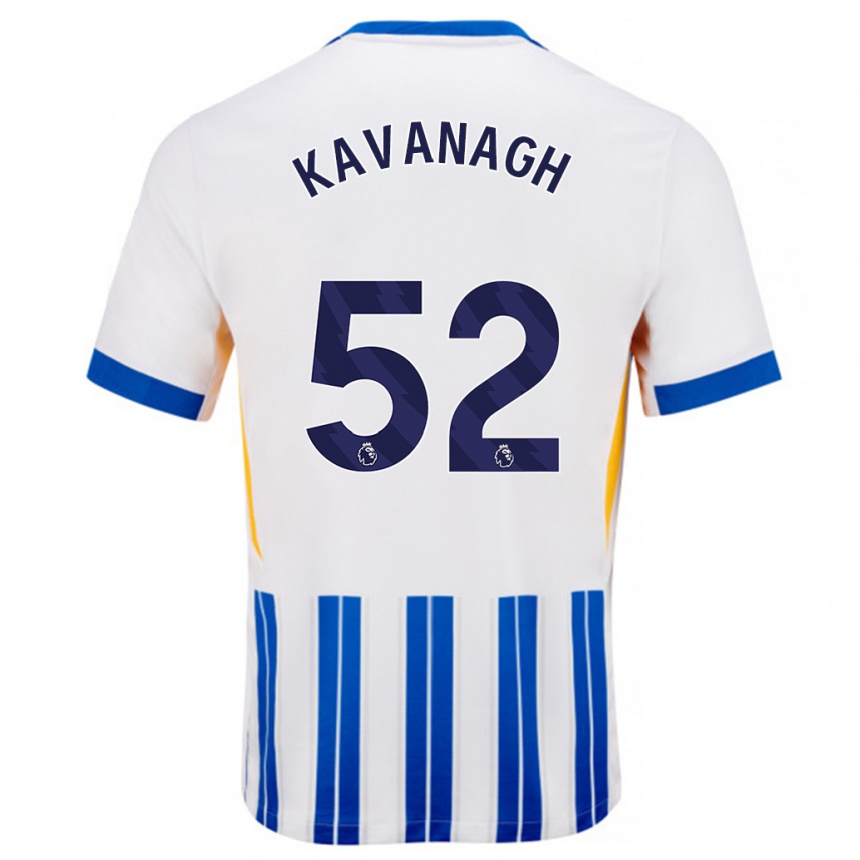 Enfant Football Maillot Leigh Kavanagh #52 Blanc Bleu À Rayures Fines Tenues Domicile 2024/25