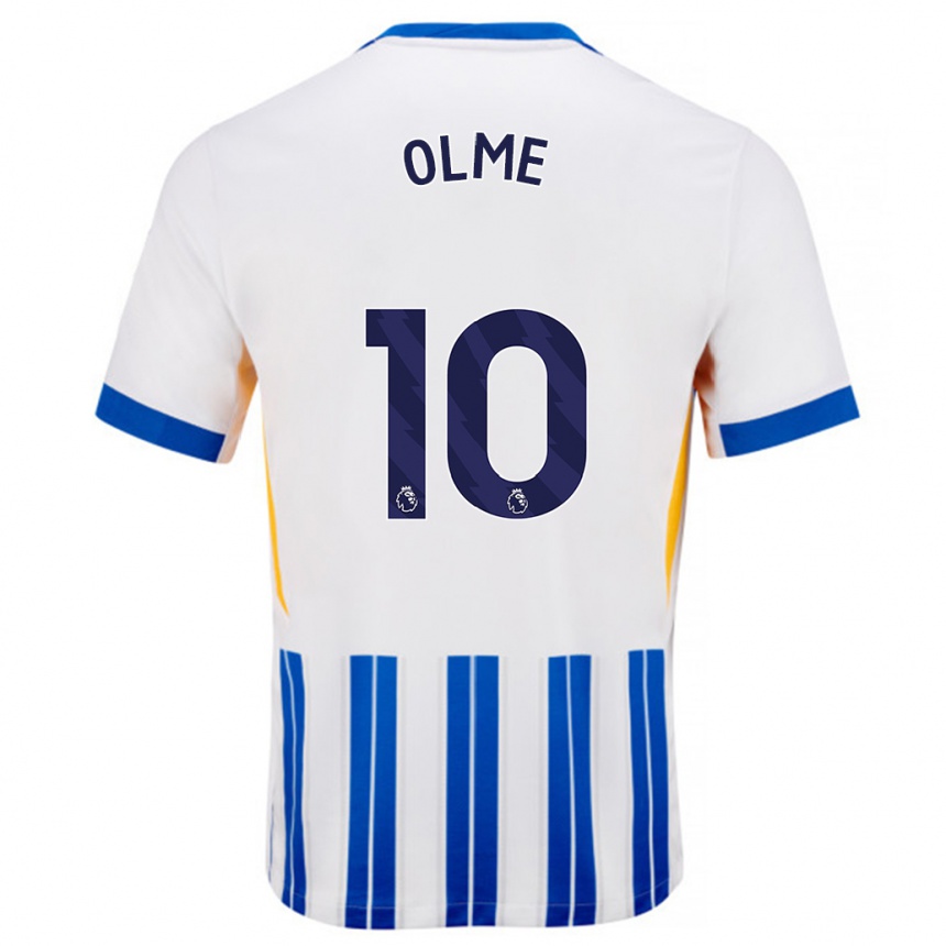 Enfant Football Maillot Julia Margareta Zigiotti Olme #10 Blanc Bleu À Rayures Fines Tenues Domicile 2024/25