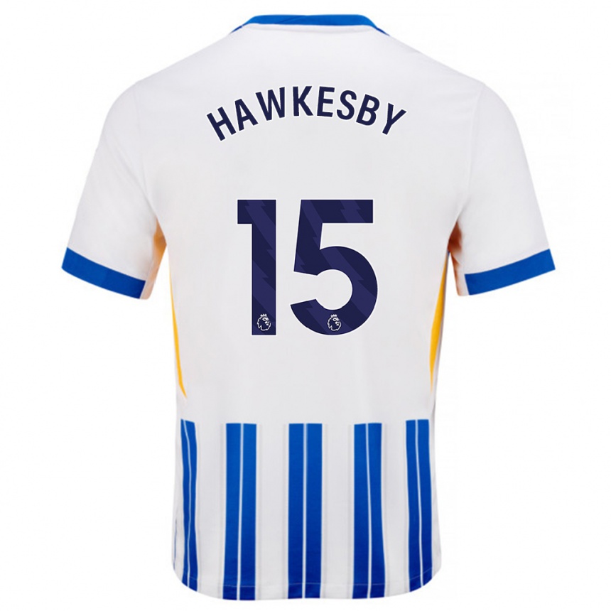 Enfant Football Maillot Mackenzie Hawkesby #15 Blanc Bleu À Rayures Fines Tenues Domicile 2024/25