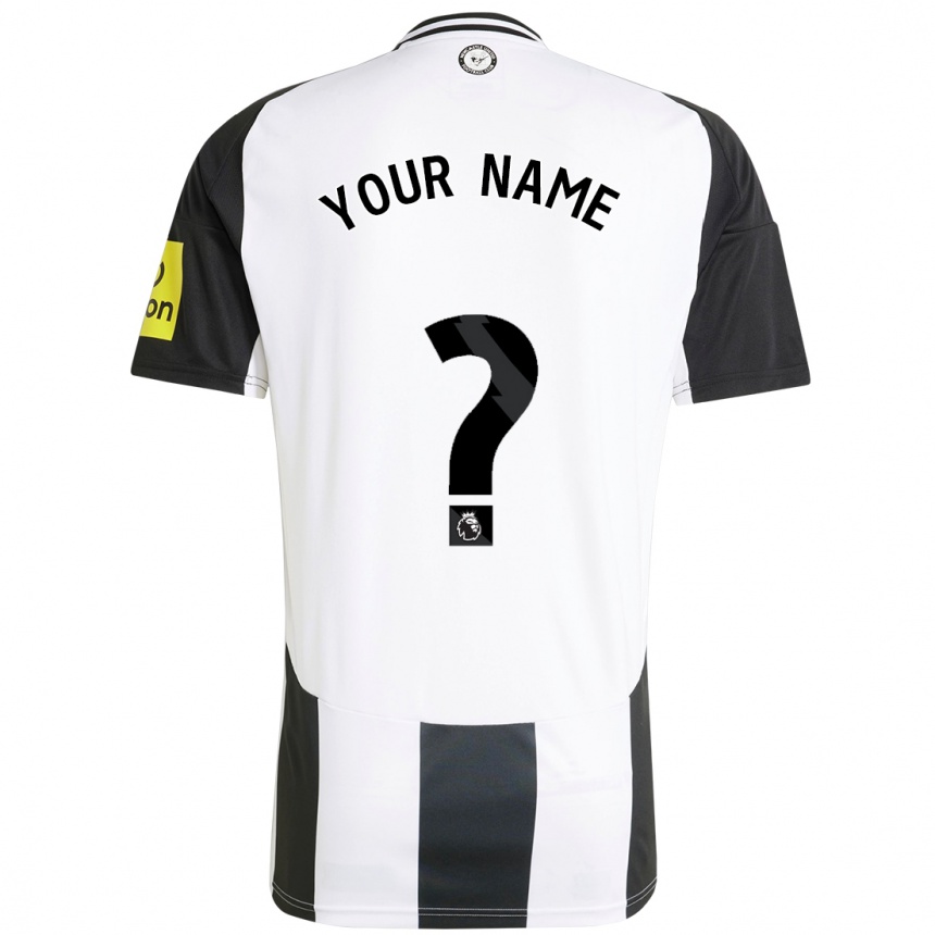 Enfant Football Maillot Votre Nom #0 Blanc Noir Tenues Domicile 2024/25