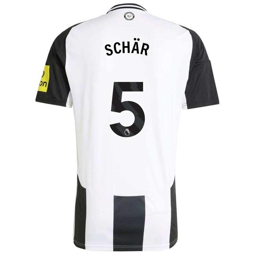 Enfant Football Maillot Fabian Schär #5 Blanc Noir Tenues Domicile 2024/25