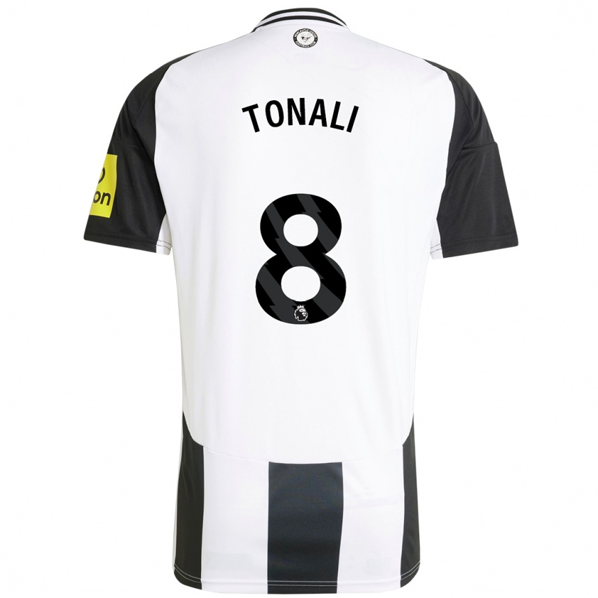 Enfant Football Maillot Sandro Tonali #8 Blanc Noir Tenues Domicile 2024/25