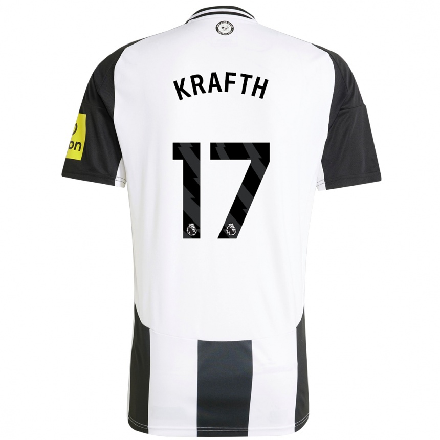 Enfant Football Maillot Emil Krafth #17 Blanc Noir Tenues Domicile 2024/25