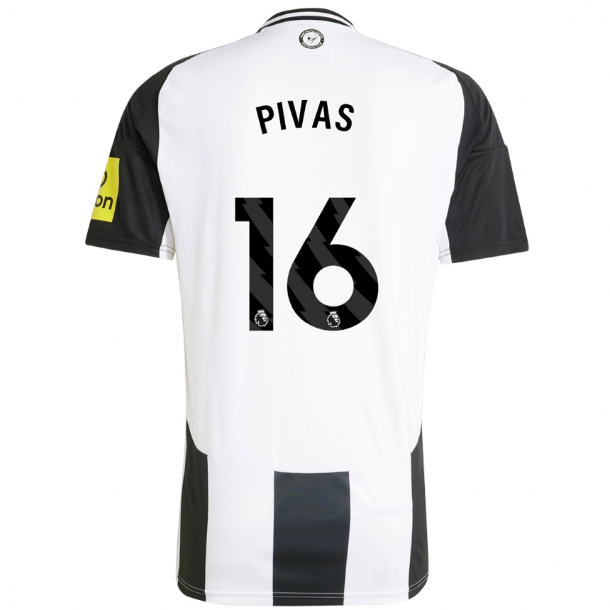 Enfant Football Maillot Miodrag Pivas #16 Blanc Noir Tenues Domicile 2024/25