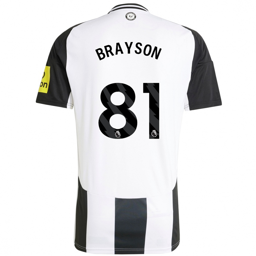 Enfant Football Maillot Joe Brayson #81 Blanc Noir Tenues Domicile 2024/25