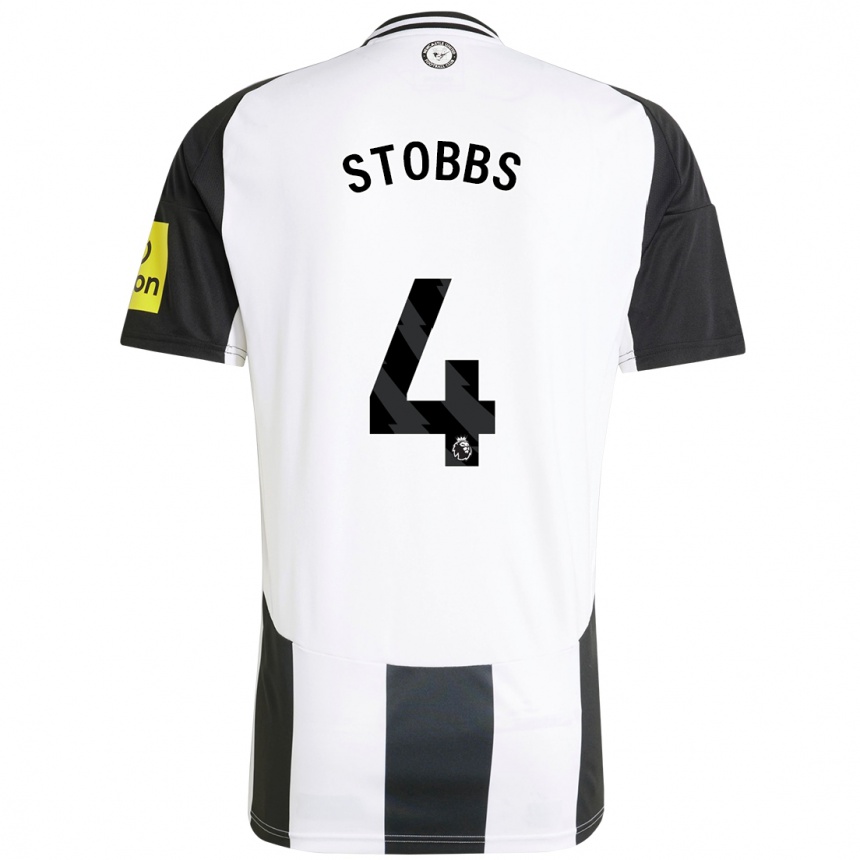 Enfant Football Maillot Amber-Keegan Stobbs #4 Blanc Noir Tenues Domicile 2024/25