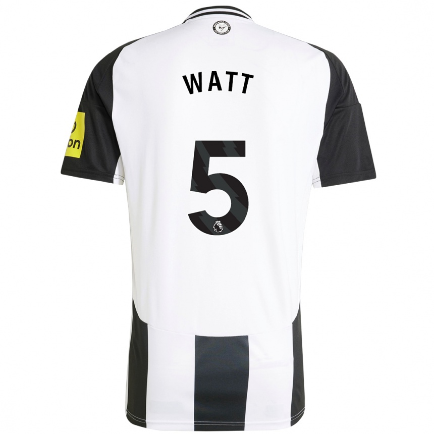 Enfant Football Maillot Olivia Watt #5 Blanc Noir Tenues Domicile 2024/25