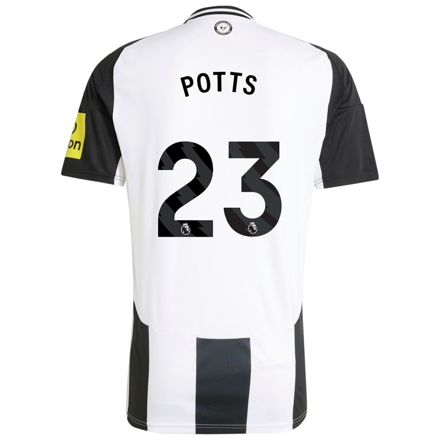 Enfant Football Maillot Charlotte Potts #23 Blanc Noir Tenues Domicile 2024/25