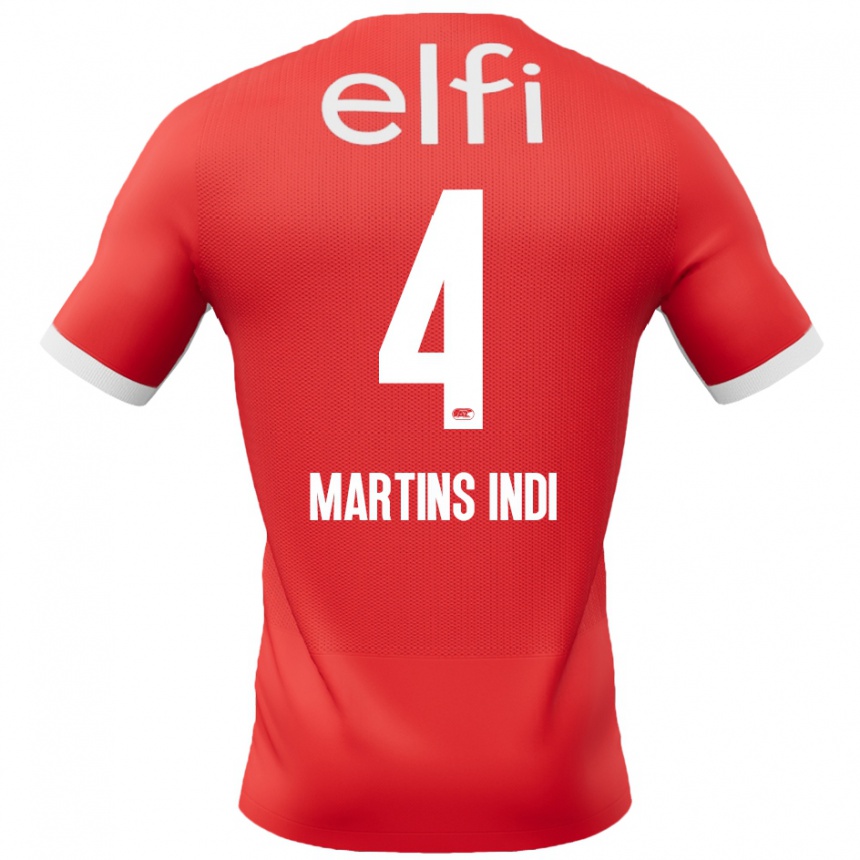 Enfant Football Maillot Bruno Martins Indi #4 Rouge Blanc Tenues Domicile 2024/25