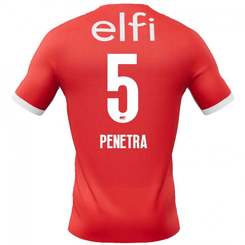 Enfant Football Maillot Alexandre Penetra #5 Rouge Blanc Tenues Domicile 2024/25